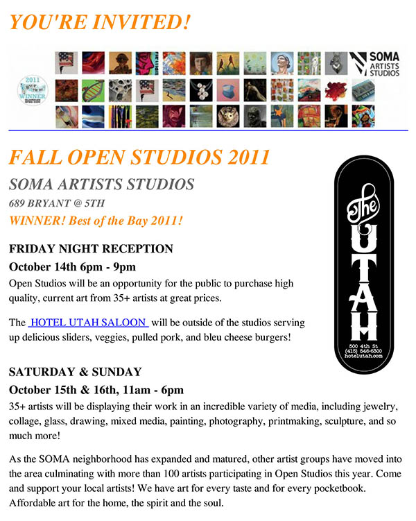 FALL OPEN STUDIOS at SOMA Aritst Studios