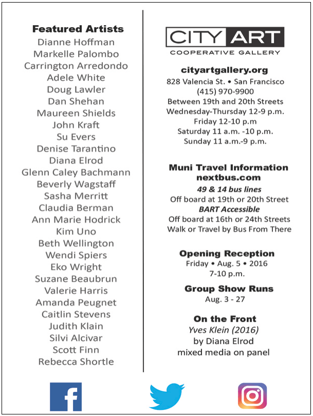 City Art Gallery August Artists List